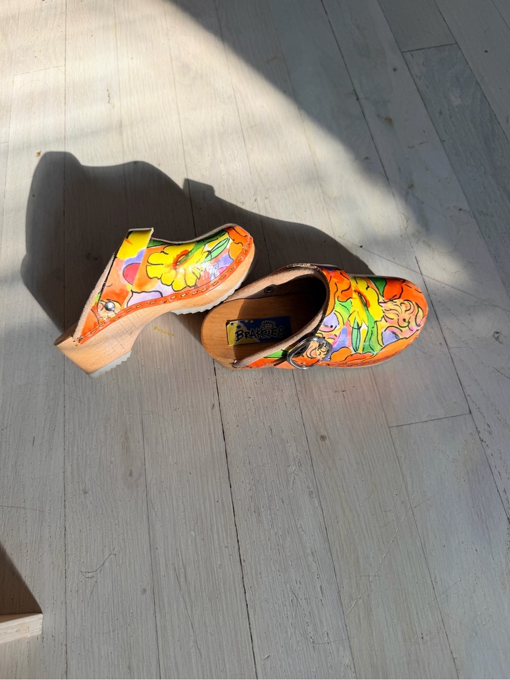 BRAKKIES kids Floral Orange Heel-strap Clogs